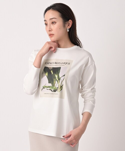 UNTITLED(アンタイトル)の「【コットン100/洗える】フォトロングTシャツ(Tシャツ/カットソー・レディース・ホワイト系3/ホワイト系8・50/48/44/04/02/00)」の8枚目の写真