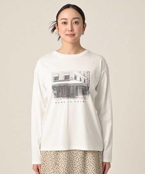 UNTITLED(アンタイトル)の「【コットン100/洗える】フォトロングTシャツ(Tシャツ/カットソー・レディース・ホワイト系3/ホワイト系8・50/48/44/04/02/00)」の12枚目の写真