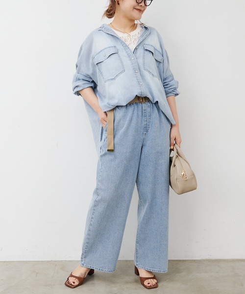 シアーデニムバンドカラーシャツ NOLLEY'S｜シアーデニムバンドカラーシャツ | Rakuten Fashion(楽天