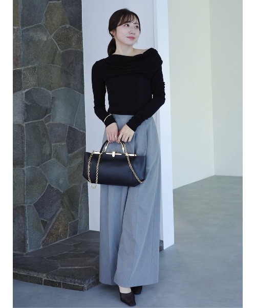 セール】アセテートギャザードレープカットトップス（Tシャツ