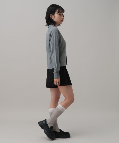 ALAND（エーランド）の「【UNISEX】ALAND／12Ｇポロカラーカーディガン（ニット/セーター・レディース・アイボリー/グレー・SMALL/LARGE）」の9枚目の写真
