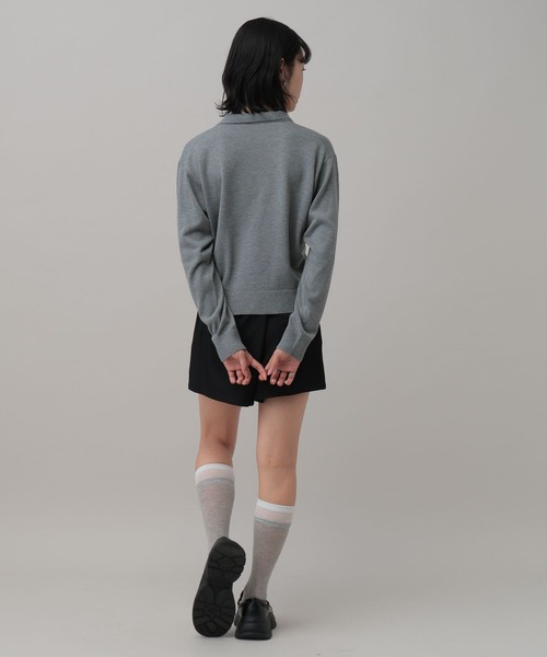 ALAND（エーランド）の「【UNISEX】ALAND／12Ｇポロカラーカーディガン（ニット/セーター・レディース・アイボリー/グレー・SMALL/LARGE）」の10枚目の写真