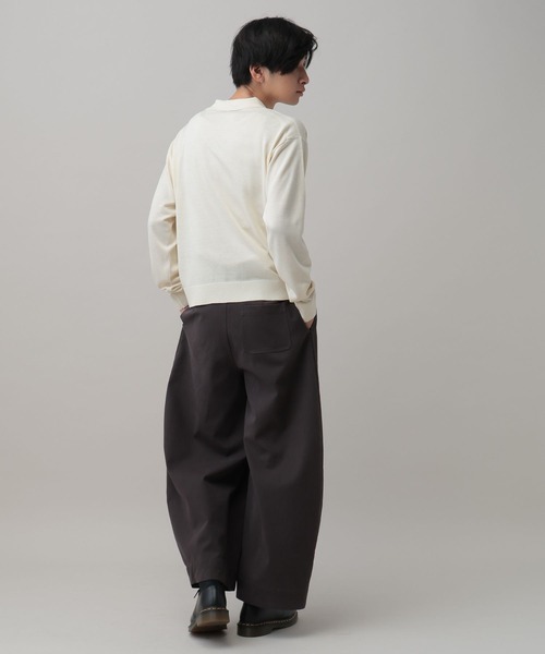 ALAND（エーランド）の「【UNISEX】ALAND／12Ｇポロカラーカーディガン（ニット/セーター・レディース・アイボリー/グレー・SMALL/LARGE）」の15枚目の写真