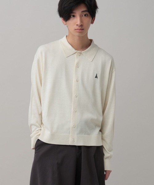 ALAND（エーランド）の「【UNISEX】ALAND／12Ｇポロカラーカーディガン（ニット/セーター・レディース・アイボリー/グレー・SMALL/LARGE）」の16枚目の写真