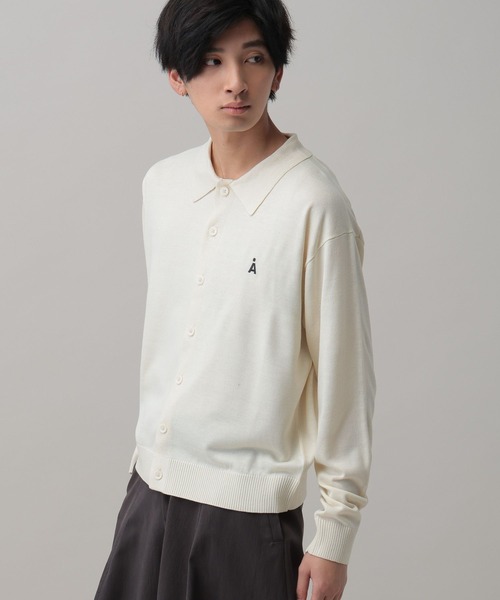 ALAND（エーランド）の「【UNISEX】ALAND／12Ｇポロカラーカーディガン（ニット/セーター・レディース・アイボリー/グレー・SMALL/LARGE）」の17枚目の写真