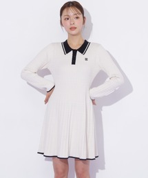 ポロ襟ケーブルミニワンピース
