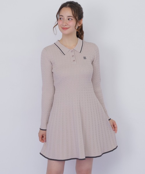 JILL by JILL STUART（ジルバイジルスチュアート）の「ポロ襟ケーブルミニワンピース（ワンピース・レディース・ピンク/ホワイト/ネイビー・FREE）」の3枚目の写真