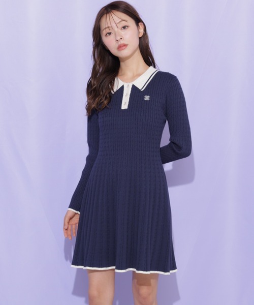 JILL by JILL STUART（ジルバイジルスチュアート）の「ポロ襟ケーブルミニワンピース（ワンピース・レディース・ピンク/ホワイト/ネイビー・FREE）」の18枚目の写真