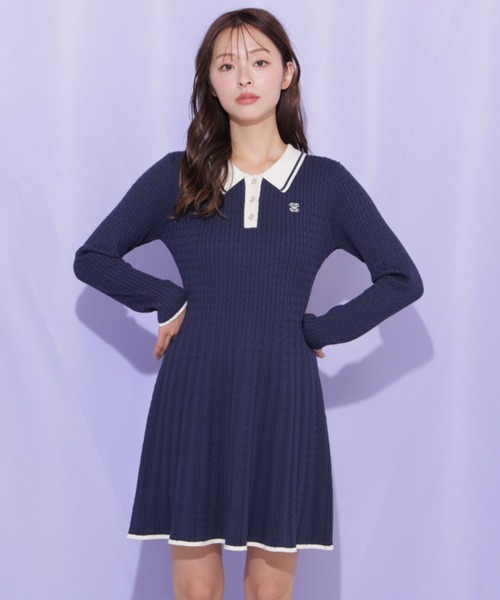 JILL by JILL STUART（ジルバイジルスチュアート）の「ポロ襟ケーブルミニワンピース（ワンピース・レディース・ピンク/ホワイト/ネイビー・FREE）」の15枚目の写真