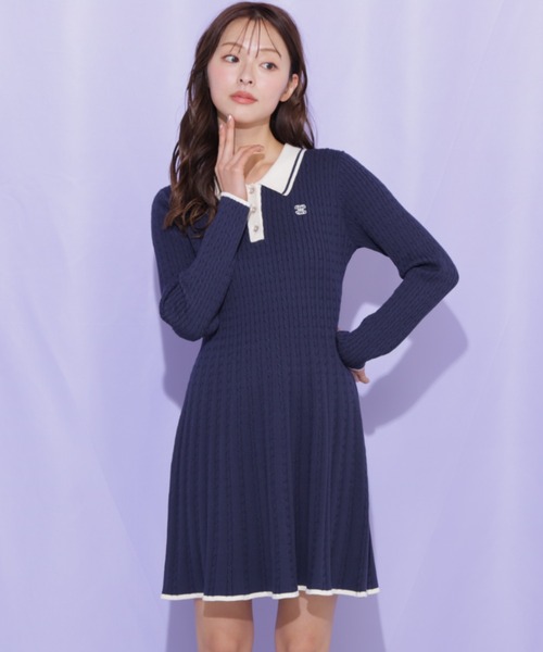 JILL by JILL STUART（ジルバイジルスチュアート）の「ポロ襟ケーブルミニワンピース（ワンピース・レディース・ピンク/ホワイト/ネイビー・FREE）」の16枚目の写真