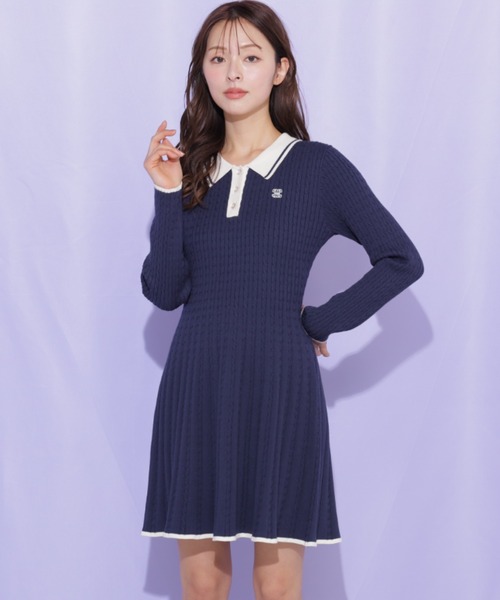 JILL by JILL STUART（ジルバイジルスチュアート）の「ポロ襟ケーブルミニワンピース（ワンピース・レディース・ピンク/ホワイト/ネイビー・FREE）」の17枚目の写真