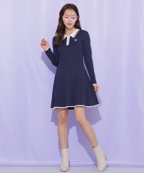 JILL by JILL STUART（ジルバイジルスチュアート）の「ポロ襟ケーブルミニワンピース（ワンピース・レディース・ピンク/ホワイト/ネイビー・FREE）」の20枚目の写真