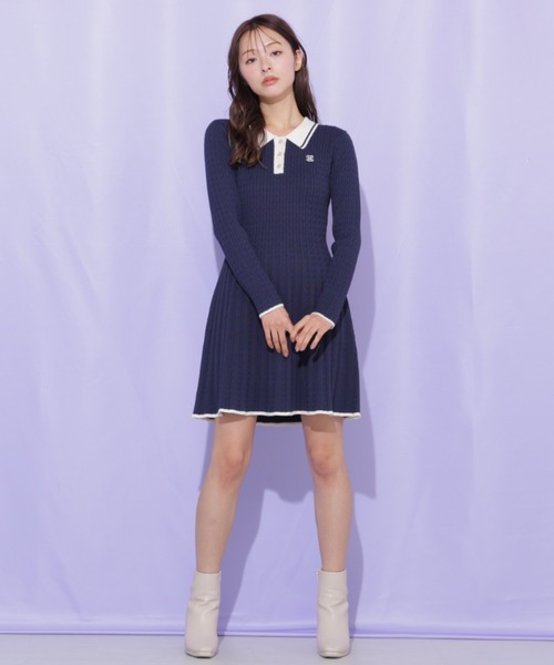 JILL by JILL STUART（ジルバイジルスチュアート）の「ポロ襟ケーブルミニワンピース（ワンピース・レディース・ピンク/ホワイト/ネイビー・FREE）」の19枚目の写真
