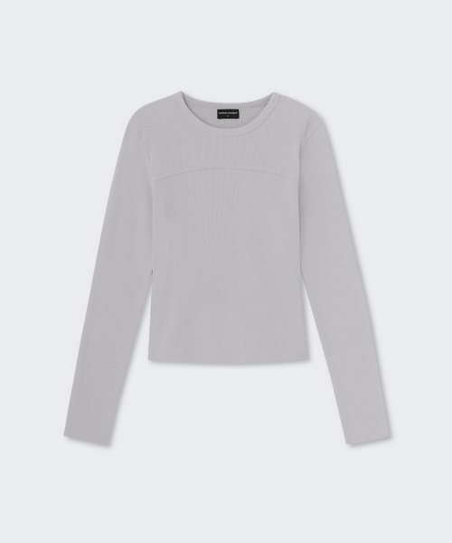 MUSINSA STANDARD WOMAN（ムシンサスタンダードウーマン）の「ウィメンズピグメントリブスリムクルーネック長袖Tシャツ[パープルグレー]（Tシャツ/カットソー・レディース・その他・X-SMALL/SMALL/MEDIUM/LARGE）」の5枚目の写真