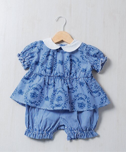 Boribon（ボリボン）の「【リンク】スワンストライプミルキースーツ（その他ベビーウェア・キッズ・ブルー/ピンク・70/80/90）」の2枚目の写真