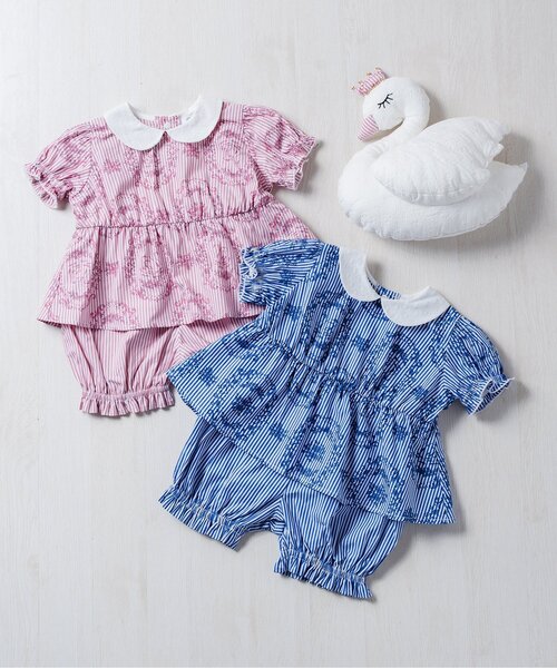 Boribon（ボリボン）の「【リンク】スワンストライプミルキースーツ（その他ベビーウェア・キッズ・ブルー/ピンク・70/80/90）」の3枚目の写真