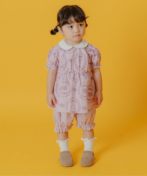 Boribon（ボリボン）の「【リンク】スワンストライプミルキースーツ（その他ベビーウェア・キッズ・ブルー/ピンク・70/80/90）」の4枚目の写真