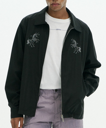 KRUXH（クルクス）の「ユニコーン刺繍 スカジャンブルゾン（ブラック）（MA-1）」