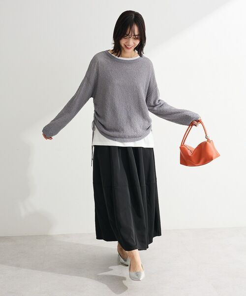 Green Parks(グリーンパークス)の「サイドシャーリング透かし編みニットプルオーバー(ニット/セーター・レディース・オレンジ/アイボリー/グレー・FREE)」の18枚目の写真