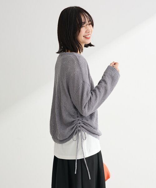Green Parks(グリーンパークス)の「サイドシャーリング透かし編みニットプルオーバー(ニット/セーター・レディース・オレンジ/アイボリー/グレー・FREE)」の22枚目の写真