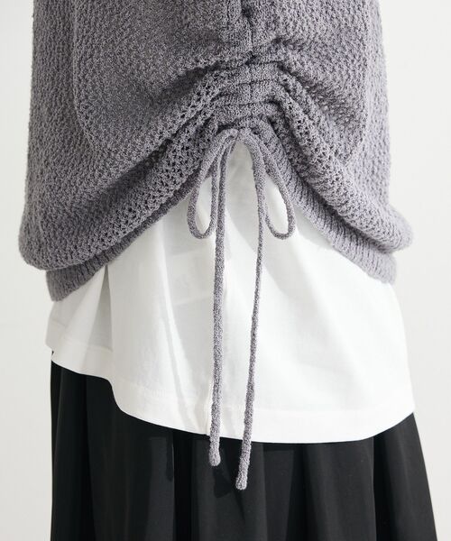 Green Parks(グリーンパークス)の「サイドシャーリング透かし編みニットプルオーバー(ニット/セーター・レディース・オレンジ/アイボリー/グレー・FREE)」の8枚目の写真