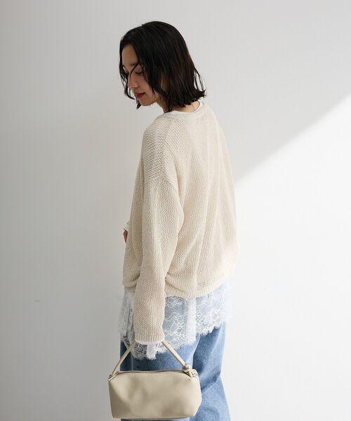 Green Parks(グリーンパークス)の「サイドシャーリング透かし編みニットプルオーバー(ニット/セーター・レディース・オレンジ/アイボリー/グレー・FREE)」の13枚目の写真