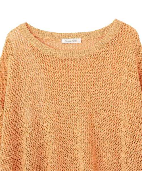 Green Parks(グリーンパークス)の「サイドシャーリング透かし編みニットプルオーバー(ニット/セーター・レディース・オレンジ/アイボリー/グレー・FREE)」の16枚目の写真