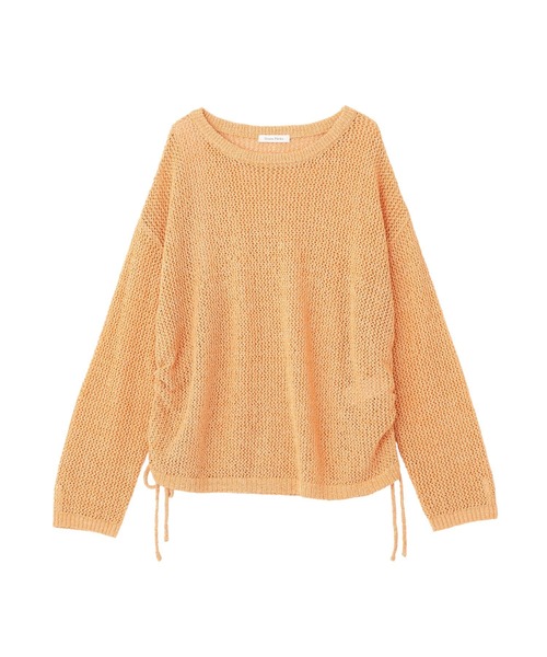 Green Parks(グリーンパークス)の「サイドシャーリング透かし編みニットプルオーバー(ニット/セーター・レディース・オレンジ/アイボリー/グレー・FREE)」の3枚目の写真