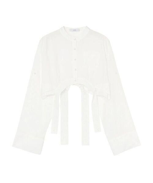 UN3D.（アンスリード）の「ROUND PARTS SHEER SHORT SH / ラウンドパーツシアーショートシャツ（シャツ/ブラウス・レディース・ブラック/ホワイト・FREE）」の4枚目の写真