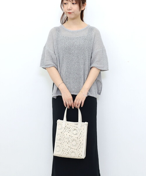 COOCO(クーコ)の「lizzy メッシュコンビミニトートバッグ(トートバッグ・レディース・オフホワイト/ベージュ/ブラック・FREE)」の1枚目の写真