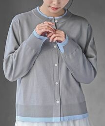 配色レイヤード風ニットカーディガン
