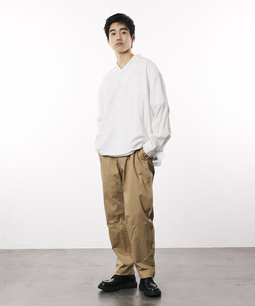 Firsthand(ファーストハンド)の「Firsthand/ファーストハンド ジャカード調 リラックスフィット オープンカラーシャツ / セミシアー / ドビー織(シャツ/ブラウス・メンズ・ホワイト/ライトグリーン/ブラック・LARGE/MEDIUM)」の15枚目の写真