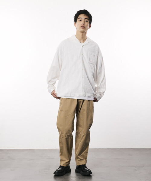 Firsthand(ファーストハンド)の「Firsthand/ファーストハンド ジャカード調 リラックスフィット オープンカラーシャツ / セミシアー / ドビー織(シャツ/ブラウス・メンズ・ホワイト/ライトグリーン/ブラック・LARGE/MEDIUM)」の16枚目の写真
