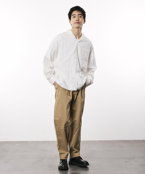 Firsthand(ファーストハンド)の「Firsthand/ファーストハンド ジャカード調 リラックスフィット オープンカラーシャツ / セミシアー / ドビー織(シャツ/ブラウス・メンズ・ホワイト/ライトグリーン/ブラック・LARGE/MEDIUM)」の18枚目の写真