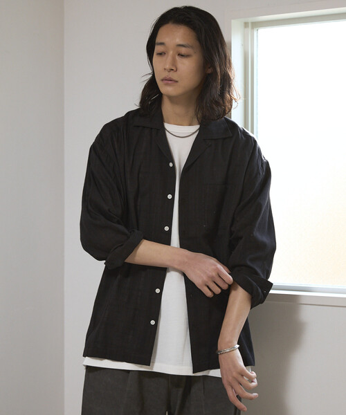 Firsthand(ファーストハンド)の「Firsthand/ファーストハンド ジャカード調 リラックスフィット オープンカラーシャツ / セミシアー / ドビー織(シャツ/ブラウス・メンズ・ホワイト/ライトグリーン/ブラック・LARGE/MEDIUM)」の20枚目の写真