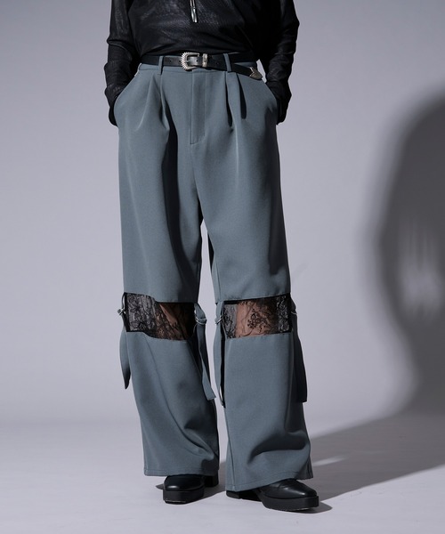 Ellno Loset(エルノロゼット)の「ベルトツキレースキリカエワイドパンツ(スラックス・メンズ・ブラック/ブルーグレー・X-SMALL/SMALL/MEDIUM/LARGE)」の17枚目の写真