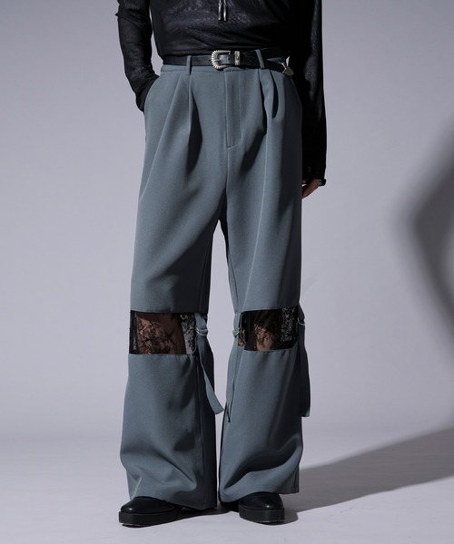 Ellno Loset(エルノロゼット)の「ベルトツキレースキリカエワイドパンツ(スラックス・メンズ・ブラック/ブルーグレー・X-SMALL/SMALL/MEDIUM/LARGE)」の18枚目の写真