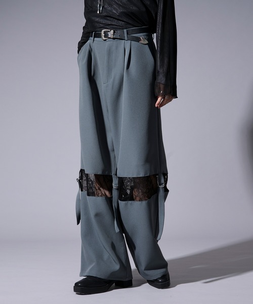 Ellno Loset(エルノロゼット)の「ベルトツキレースキリカエワイドパンツ(スラックス・メンズ・ブラック/ブルーグレー・X-SMALL/SMALL/MEDIUM/LARGE)」の19枚目の写真