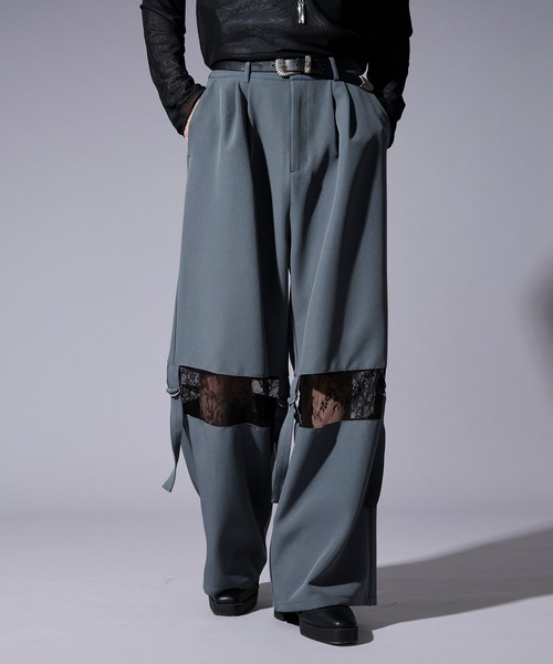 Ellno Loset(エルノロゼット)の「ベルトツキレースキリカエワイドパンツ(スラックス・メンズ・ブラック/ブルーグレー・X-SMALL/SMALL/MEDIUM/LARGE)」の20枚目の写真