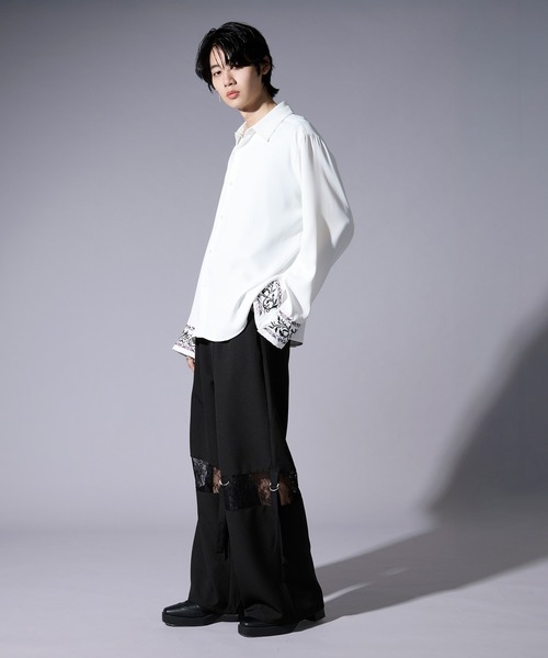 Ellno Loset(エルノロゼット)の「ベルトツキレースキリカエワイドパンツ(スラックス・メンズ・ブラック/ブルーグレー・X-SMALL/SMALL/MEDIUM/LARGE)」の3枚目の写真