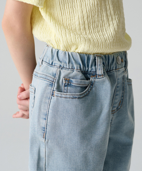 MUSINSA STANDARD KIDS（ムシンサスタンダードキッズ）の「[クールスタンダード] バンディングデニムミニショーツ [ライトインディゴ]（その他パンツ・レディース・その他・110/120/130/140/150/160）」の5枚目の写真