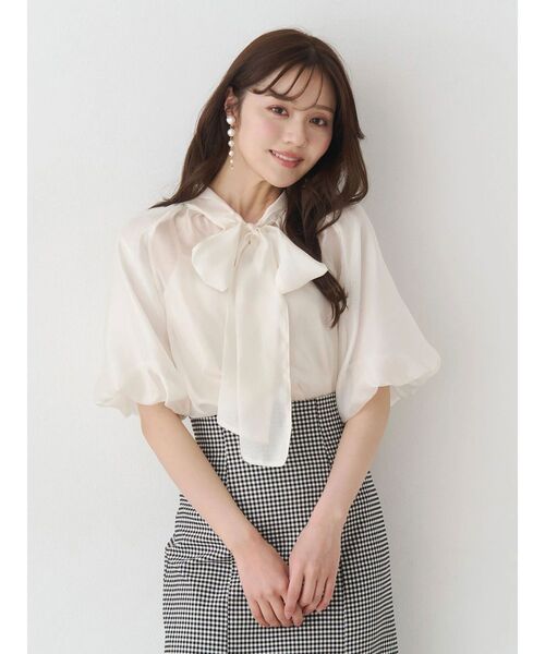 MERCURYDUO（マーキュリーデュオ）の「2WAYシアーリボンブラウス（シャツ/ブラウス・レディース・ピンク/オフホワイト/ライトブルー・FREE）」の2枚目の写真