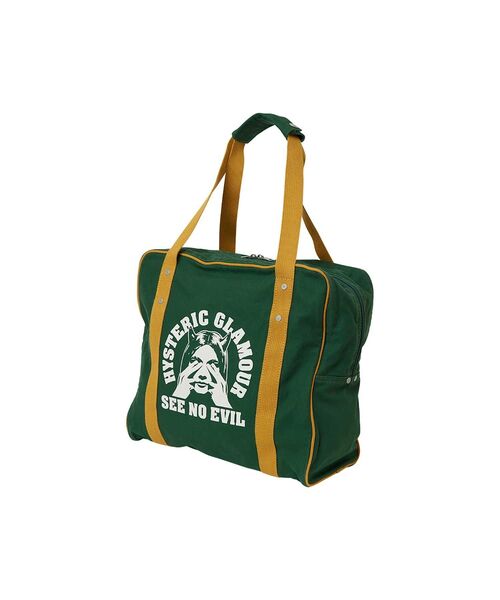 HYSTERIC GLAMOUR(ヒステリックグラマー)の「SEE NO EVIL ダッフルバッグ(トートバッグ・メンズ・ブラック/ネイビー/グリーン・FREE)」の1枚目の写真