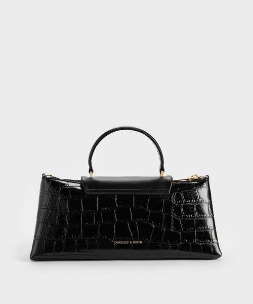 CHARLES & KEITH（チャールズ & キース）の「Lilibet リリベット クロックエフェクト イロンゲイティッド トップハンドルバッグ（ハンドバッグ・レディース・ブラック・M）」の7枚目の写真