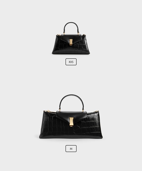 CHARLES & KEITH（チャールズ & キース）の「Lilibet リリベット クロックエフェクト イロンゲイティッド トップハンドルバッグ（ハンドバッグ・レディース・ブラック・M）」の12枚目の写真
