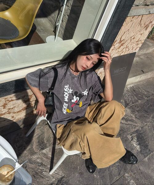 VTWO(ブイツー)の「ヴィンテージウォッシングジャンプ_ミッキー_ティーシャツ(GREY)(Tシャツ/カットソー・レディース・その他・MEDIUM/LARGE)」の3枚目の写真