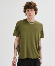 LEIRE（ルアール）の「ソフトUネックインナーティーシャツ[オリーブ]（Tシャツ/カットソー）」