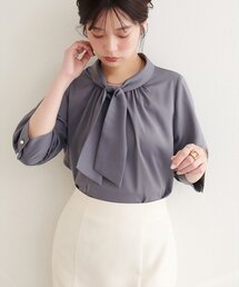 natural couture | 袖口パールノット結び6分袖ブラウス(シャツ/ブラウス)