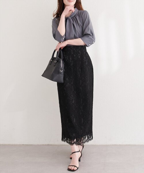 natural couture(ナチュラルクチュール)の「袖口パールノット結び6分袖ブラウス(シャツ/ブラウス・レディース・サックスブルー/ピンクベージュ/チャコールグレー/グレー/オフホワイト・FREE)」の20枚目の写真