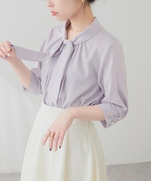 natural couture | 袖口パールノット結び6分袖ブラウス(シャツ/ブラウス)